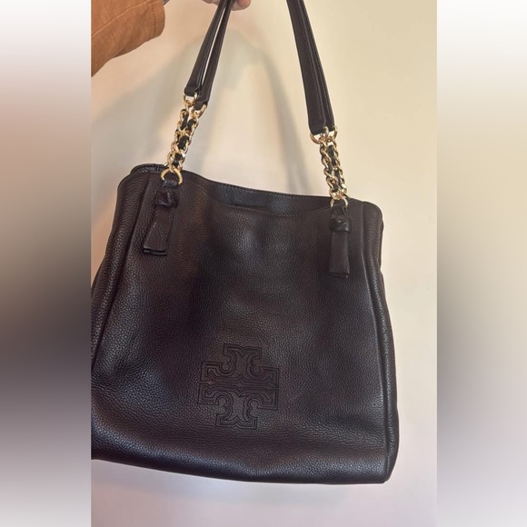 Tory Burch Harper Black Leather Tote EUC - Picture 4 of 6